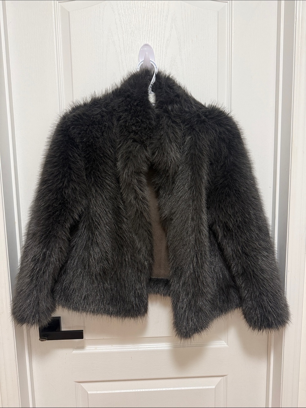 Faux Fur Jacket - Charcoal Gray